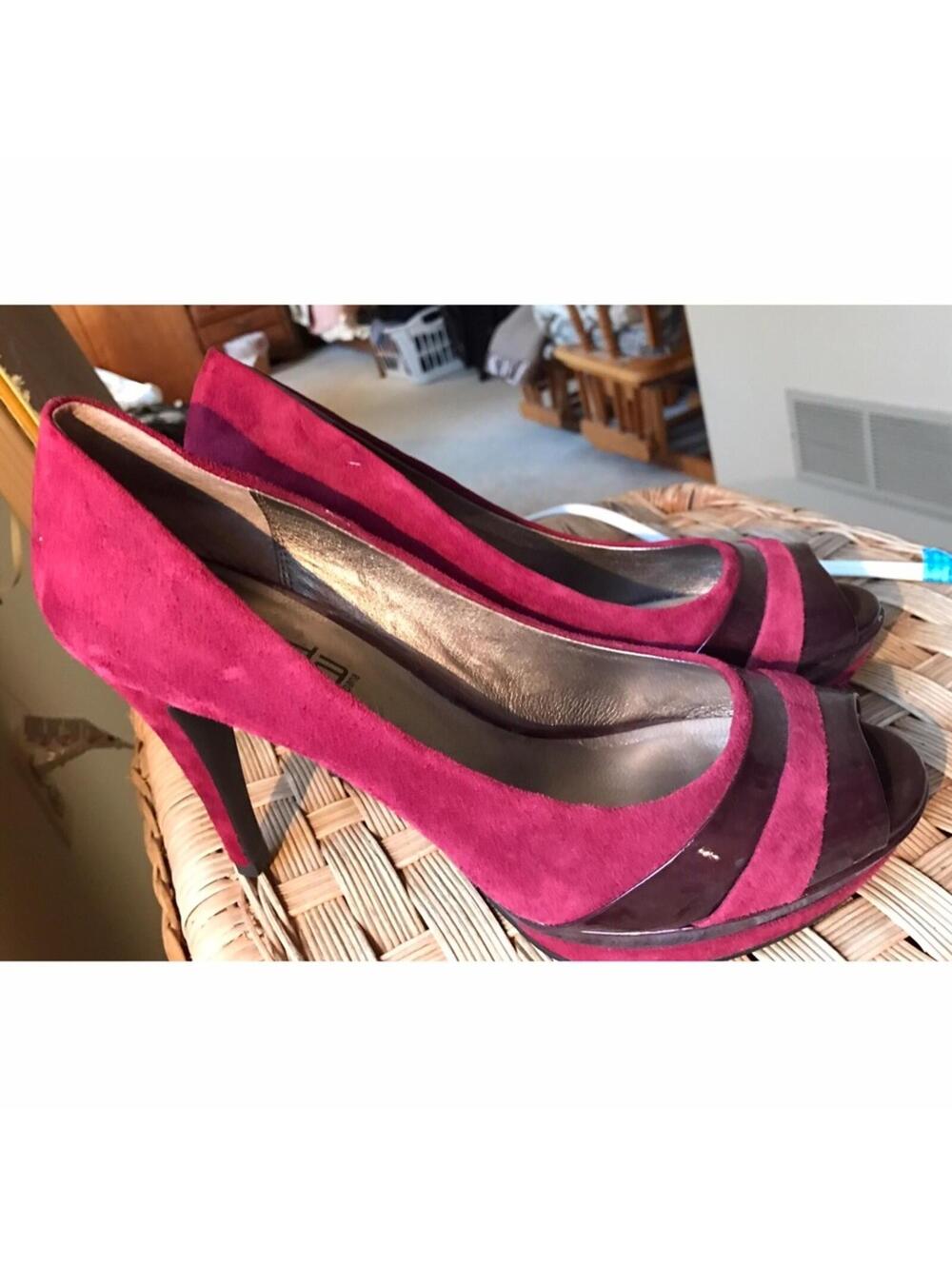 Burgundy Suede Peep Toe
